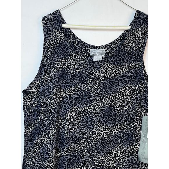 Vintage NWT Jane Ashley Womens Size Med Gray Cheetah Print Jumper Moleskin Dress - Picture 9 of 9